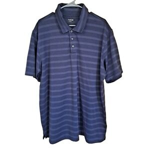 Bolle Mens XXL Evening Blue Striped Short Sleeve Performance Polo Pre-owned